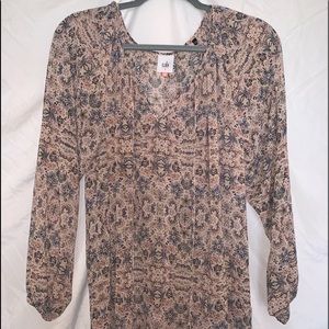 Loose-fit, sheer, printed long sleeve